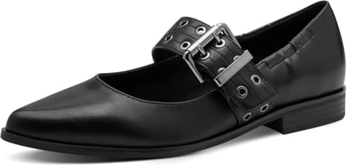 Marco Tozzi Damen Ballerinas mit Riemen Spitz, Schwarz (Black), 42 EU