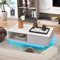 COSTWAY Table Basse Laquée LED 20 Couleurs, Blanche Avec Grand Tiroir et Compartiment, 5 Lumiosités Télécommandées, Moderne Pour Salon, Bureau, Salle, 95 x 55 x 31 cm (Blanc)