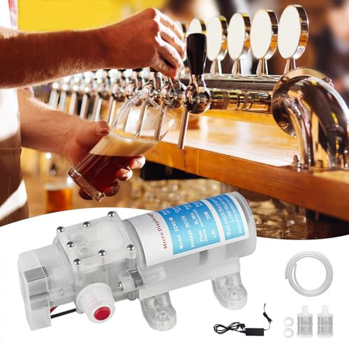 Pompe a Vin, Pompe a Biere, Pompe à Vin électrique Portable, Pompe électrique de Transfert de Vin Pompe Auto-amorçante de Qualité Alimentaire Vitesse Réglable pour le Pompage du Vin Bière Boissons
