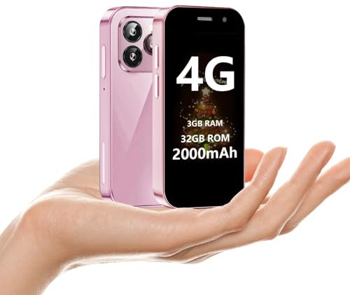 BLKE Mini-Handy, 4G Mini-Smartphone für Kinder, 7,6 cm (3 Zoll) HD-Bildschirm, Backup-günstige Handys für Kinder, Android 12,3 GB RAM + 32 GB ROM, winzig, 2000 mAh, Face ID/OTG/Dual-SIM, Pink