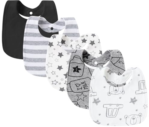 Anseom Lätzchen Baby Wasserdicht 5 Stück Baby Baumwolle Latz Sabberlätzchen Baby für Säugling, Kleinkind Junge und Mädchen