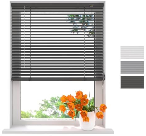 Radeco® Aluminium Jalousie 220 x 175 cm anthrazit 25mm lamellen, Größen von 40 bis 220 Breite, Fenster jalousien innen, lamellenrollo, Jalousie Aluminium, Jalousie 220 cm breit