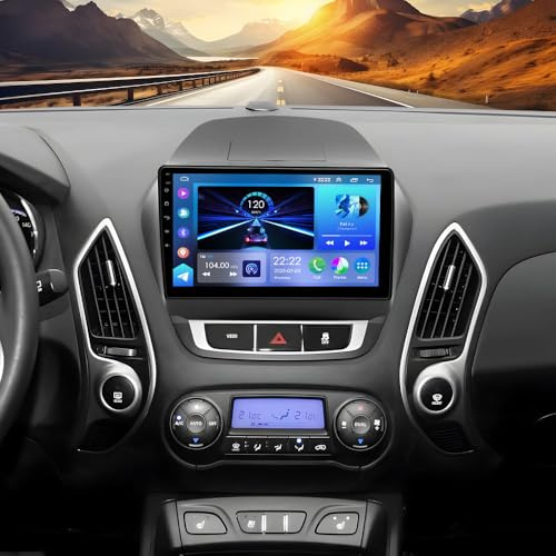 Android 14 Car Stereo Compatible for Hyundai IX35 2009-2015 4G+64G Car Stereo Radio GPS Sat Nav 2-Din 10Inch w/Wireless Carplay & Android Auto Car Player w/Rearview Camera SWC Split Screen FM/RDS