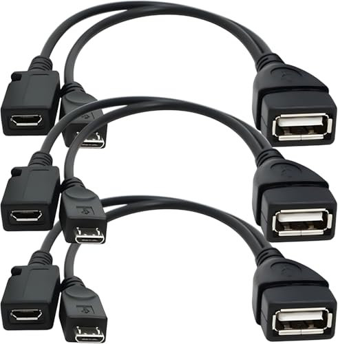 Qaum Lot de 3 câbles OTG pour Amazon Fire Stick 2 en 1 avec port USB OTG haute vitesse compatible avec Firestick 4K pour Playstation Classic et plus encore