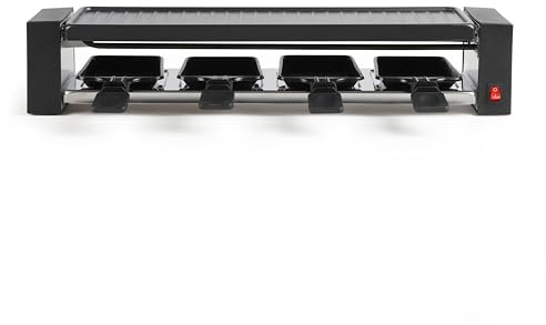 Onli– Appareil à raclette 4 personnesON1011N – 800W, grill amovible, 42x11 cm, Noir