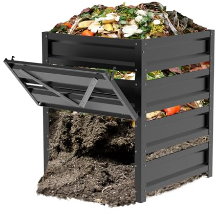 Trellume Compost Bin Outdoor -170 Gallon Composter with Rust-Proof Coating, Painted Finish, Large Compost Bin for Producing Fertilizer from Kitchen Waste and Fallen Leaves