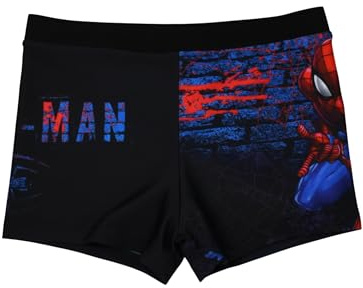 Marvel Spiderman Badehose für Jungen - Kinder Schwimmhose Badekleidung Hose Schwarz