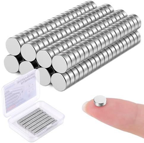 150 Stück Mini Magnete Stark, 6x2mm Neodym Magnete Set mit Aufbewahrungsbox, Kleine Magneten für Kühlschrank, Whiteboard, Pinnwand, Büro, Basteln und Fotowand