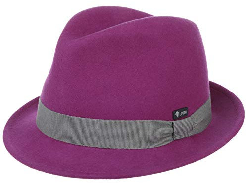 Lipodo Kinderhut aus Wollfilz - Trilby Made In Italy - Filzhut mit Ripsband - Wollfilzhut Sommer/Winter - Fedora für Kids - One Size 52-53 cm Fuchsia One Size