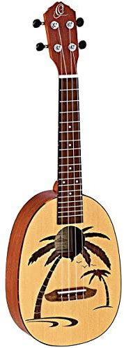 Ortega Guitars Ukulélé Concert Acoustique – Série Bonfire – Corps Ananas – Épicéa / Sapele, Naturel (RUPA5)