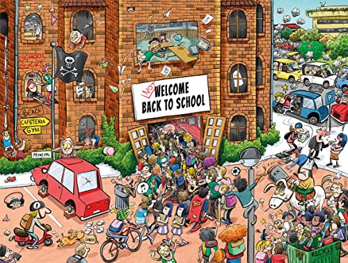 Jigsaw Puzzles For Adults - Back to School Chaos - 1000 Piece Jigsaw Puzzles For Adults, Teens, Kids | Made In The UK | Recycled Puzzleboard | Funny Cartoon Puzzles