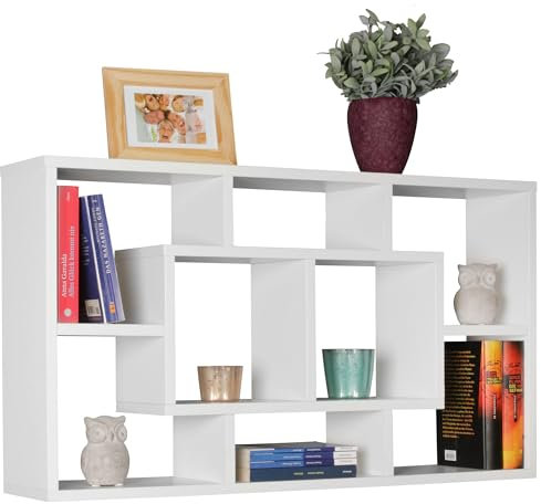 Wohnling Wandregal Paola weiß 85 x 47,5 x 16 cm MDF-Holz Hängeregal modern, Design Wandboard freischwebend, Holzregal offen zum Hängen