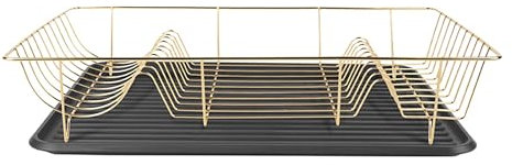 Present Time PT, Geschirrablage Linea vergoldet mit Tablett, 49x32x9,5cm