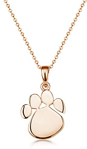 Materia Damen Anhänger Pfote Rosegold 925 Silber vergoldet mit Halskette KA-408-R-K53-60cm