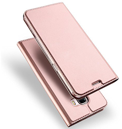 Verco Handyhülle für Galaxy A5 (2017), Premium Handy Flip Cover für Samsung Galaxy A5 Hülle [integr. Magnet] Book Case PU Leder Tasche [A5 A520], Rosegold