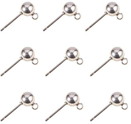 PH PandaHall - 20pcs Acier Inoxydable DIY Craft Clou d'oreille Epingle Goujon avec 20pcs Papillon Poussoir Poussette Embout Clous d'oreilles Accessoir Boucle d'oreille
