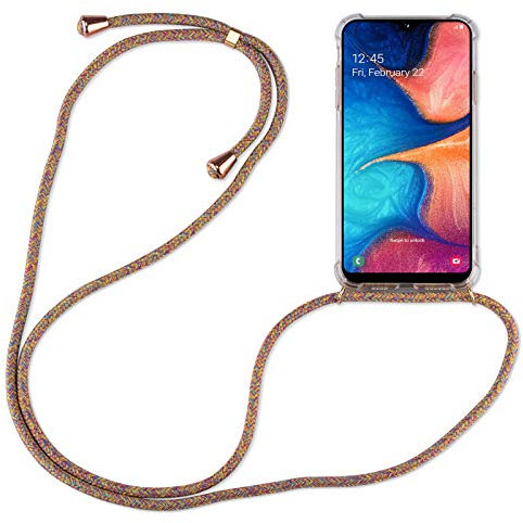 Hülle Kompatibel mit Samsung Galaxy A20e | Handykette Smartphone Halskette Hülle mit Band | Handyhülle mit Kordel zum Umhängen Kompatibel für Galaxy A20e | Rainbow