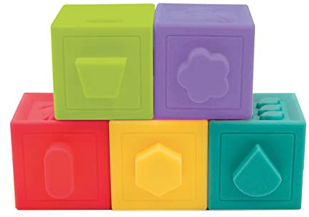 Ludi - Cubes Emboîtables - Jouets d’Éveil - 5 Pièces Encastrables - Jeu d’Empilement et de Construction en Plastique Souple - Développement Motricité Fine - À Partir de 10 Mois