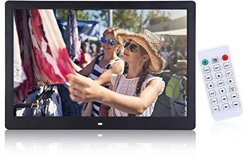 Digitaler Bilderrahmen,15,4 Zoll 1280x800HD Premium Digital Photo Bilderrahmen Wecker Player Album Fernbedienung Multifunktion digital bilderrahmen USB Videoplayer (Schwarz)