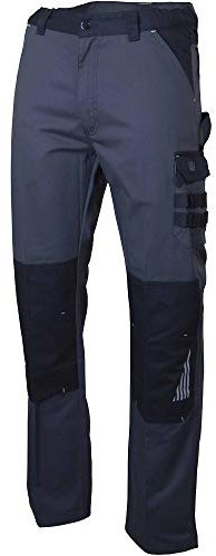 LMA Sulfate Pantalon de Sécurité Pantalon de Protection Multipoche - Norme EN 14404 niveau 1 - Transfert Rétroréfléchissant - Gris Sombre et Noir - Taille 40