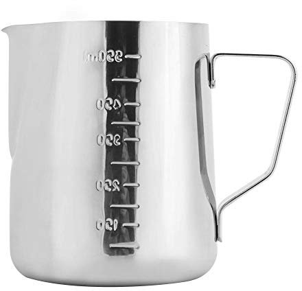 Pichet à Mousse de Lait, Pot à Lait Tasse à Fleurs à Tirer Bouche à Pointe de Poignée Plus épaisse avec échelle en Acier Inoxydable résistant à l'usure pour Latte Art Home Cafe(550ml)