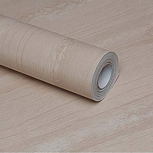 Facile à décorer des fonds d'écran durables popula Brun clair grain de bois Revêtement de tablette auto-adhésif tiroir Décor rouleau de papier Mise à jour Surface 45x300cm Papier peint Tabletop mur dé