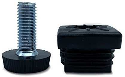 DOJA Industrial | Verstellbar Vierkantrohr M10-Gewinde Stopfen | Pack 12 | Vierkant Rohrstopfen mit Möbelfüße Verstellbar 30x30 | Tischbeine Lamellenstopfen Stellschrauben | Fuss Regulierschraube