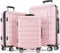 SHOWKOO Set di Valigie Rigide 3 Pezzi Espandibile ABS+PC Leggero Ultra Durevole Valigia Trolley da Viaggio con Chiusura TSA e 4 Ruote Doppie (M-L-XL, Rosa)