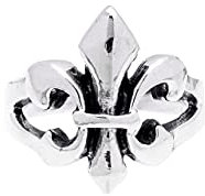 Windalf Bohemia-Ring FLEUR DE LIS 18 mm Mediaval Schwertlilie Ritter-Ring 925 Sterlingsilber (Sterlingsilber, 68)