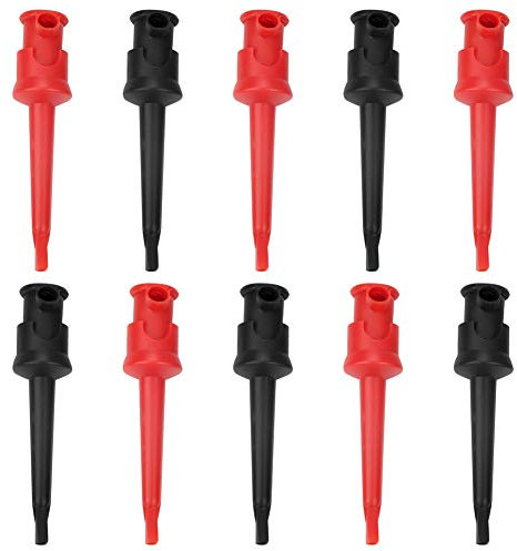 10 Stück Multimeter Prüfhaken Anschlusskabel Kit Prüfhaken Clip Grabber Prüfspitze SMT/SMD IC D20 Kabelschweißprüfklemme(5Schwarz 5Rot)