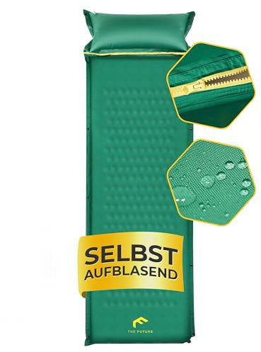 The Future - Air Bender Comfort selbstaufblasbare Isomatte/self Inflating Sleeping pad + [Kopfkissen] lang, leicht und wetterfest Outdoor-Camping-matratze, 5cm Dicke Isomatte kleines Packmaß