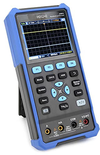 Eujgoov HDS242 Handheld-Oszilloskop Multimeter Signalquelle Wellenformgenerator 3 In 1 Multifunktionstester Tragbares Mini-Speicheroszilloskop-Kit für Den Einsatz Im Freien und Im Labor(EU Plug)