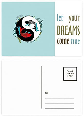 Fish China Taichi 8 Diagramm Dream Come True, Postkarten-Set, Dankeskarte, 20 Stück