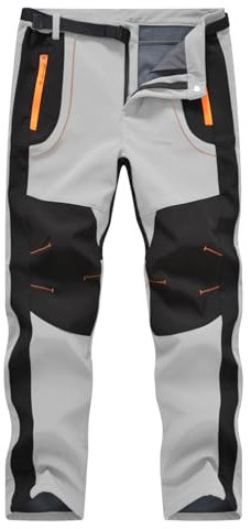 donhobo Herren Wanderhose Outdoorhose Wasserdicht Softshellhose Winddicht Winter Skihose Snowboardhose Warm Fleece Gefüttert Trekkinghose (Hellgrau, M)