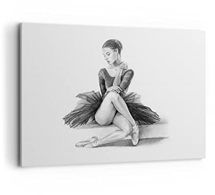 Bilder auf Leinwand 100x70cm Leinwandbild Ballerina Zeichnung Bleistift Groß Wanddeko Bild Schlafzimmer Küche Deko Wandbilder Dekoration Wohnzimmer Wall Decor Canvas Wand Kunstdruck Art AA100x70-4496