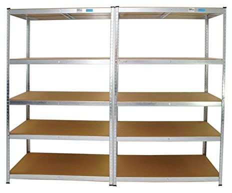 TRUTZHOLM 2X XXL Schwerlastregal 180x20x60 cm bis 875 kg belastbar mit 5 verstellbaren Böden Regal Steckregal Weitspannregal