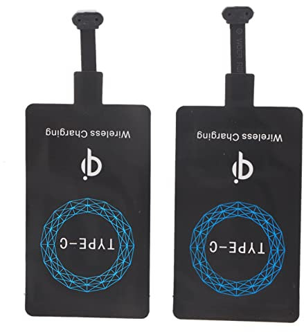 2 Stück USB C Wireless Charging Receiver, Ultra Slim Typ C Qi Wireless Charger Receiver Chip für USB C Handys, Wireless Charging Modul mit Selbstklebendem Silikon