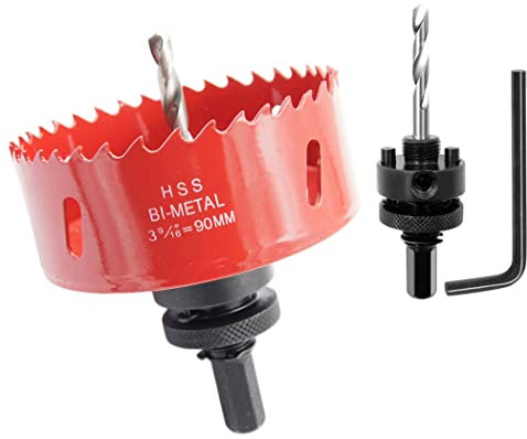 Lochsäge 90mm, LAIWEI Schwerlast Dorn lochbohrer, 4341 Bohrer, Lochfräser zum Bohren von Löchern in Holz, Aluminium, PVC und anderen Materialien, Bohrwerkzeuge