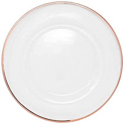 Trimming Shop Assiettes de présentation décoratives pour fêtes, Fleurs de Perles et Bordure Or Rose pour décoration, 33 cm, 1 pièce