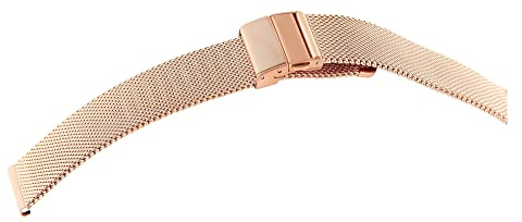 Excellanc Uhrenarmband Ersatz Meshband Edelstahl Faltschließe - 14 bis 24 mm Breite, Stegbreite 14 mm, roségoldfarben
