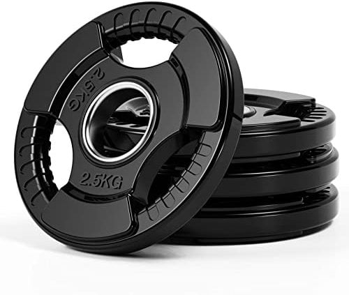 PhysKcal Olympische Hantelscheiben - Set 4 x 2,5kg | Ø50 mm Bohrung | Hochwertiges Gummi-Finish | Schwarze Hantelscheiben für Krafttraining | Robuste Gusseisen-Kern Gewichte Set für Langhantel