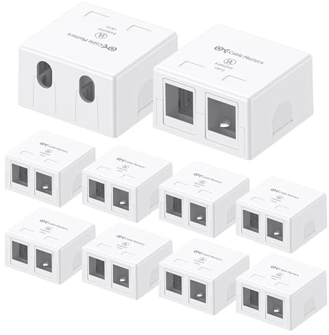 Cable Matters UL Listed 10-Pack 2-Port Keystone Jack Surface Mount Box in White