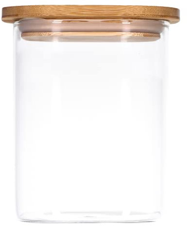 Vorratsdosen aus Glas mit Bambusdeckel, Vorratsgläser, Glasbehälter | 550 ml - 2500 ml | luftdicht, Spülmaschinenfest, Mottensicher (1000 ml)