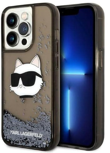 KARL LAGERFELD KLHCP14LLNCHCK Hardcase für iPhone 14 Pro 6,1 Zoll Schwarz Glitzer