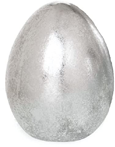 ETC dekoratives frühlingshaftes Deko-Ei Oster-Ei Keramik silber matt-glänzend in verschiedenen Größen (1 x klein)
