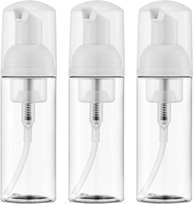 2oz Foam Pump Bottle (3PCS) Empty Travel Foaming Dispenser for Hand Soap, Lash Cleanser, Shampoo (60ml, Clear