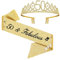 50. Geburtstags Tiara, 50 & Fabulous Geburtstags-Krone Schärpe Set, 50 geburtstag deko, geschenke zum 50 geburtstag frau (Gold)
