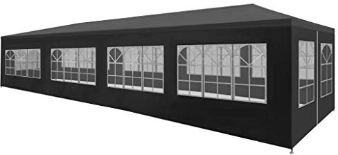 Gartenpavillons, 3 x 12 m großes Gartenpavillon-Festzelt mit Seitenwänden, vollständig wasserdicht, pulverbeschichteter Stahlrahmen für Hochzeiten im Freien, Gartenparty, Anthrazit