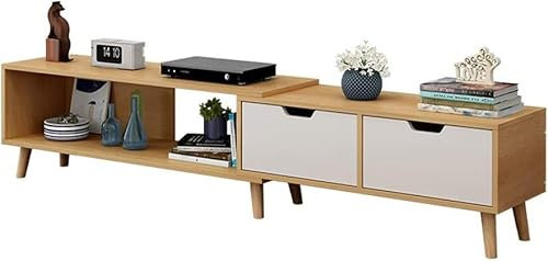 Simple Modern TV Cabinet, Small Living Room TV Cabinet, Mini Retractable Cabinet, Solid Wood Coffee Table Nesting Tables (Color : A)