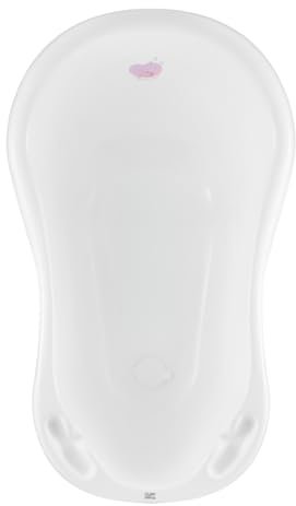 Hylat Baby Praktische Babywanne mit Stöpsel - TÜV Rheinland zertifiziert - Stabil und Bequem, Ideal für Sicheres Baden in den ersten 12 Monaten - Lite-Kollektion - Farbe: Weiß, Motiv: Hug Me